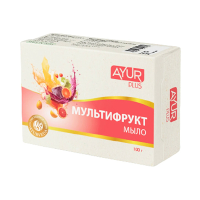 Мыло Мультифрукт 100 г, Ayur Plus Мыло Мультифрукт 100 г, Ayur Plus